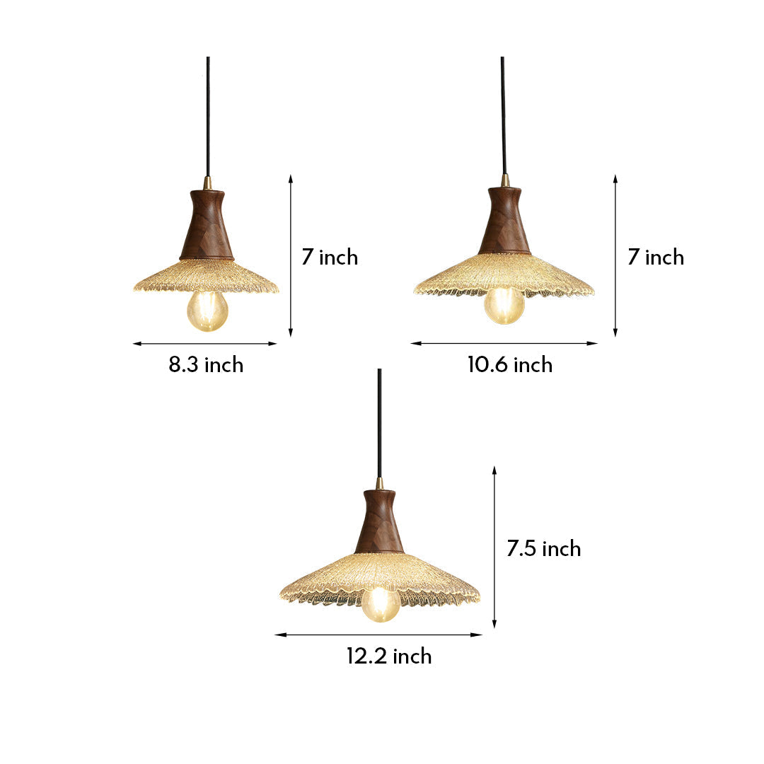 Lavisa - Wabi Sabi Wood and Glass Pendant Light Japanese Ceiling Lamp