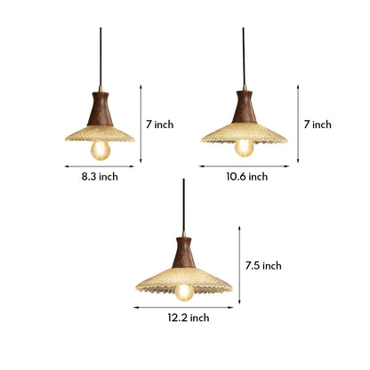 Lavisa - Wabi Sabi Wood and Glass Pendant Light Japanese Ceiling Lamp