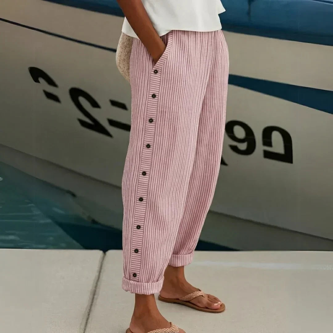 Lavisa - Women's High-Waisted Striped Trousers