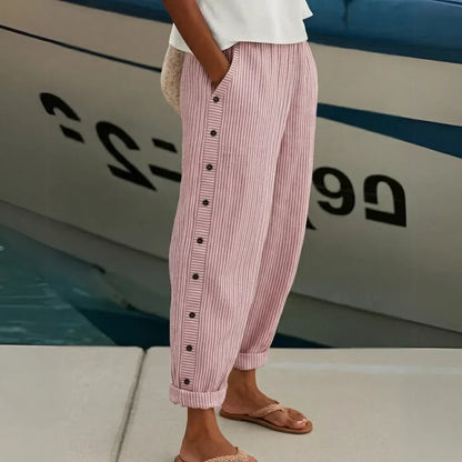 Lavisa - Women's High-Waisted Striped Trousers