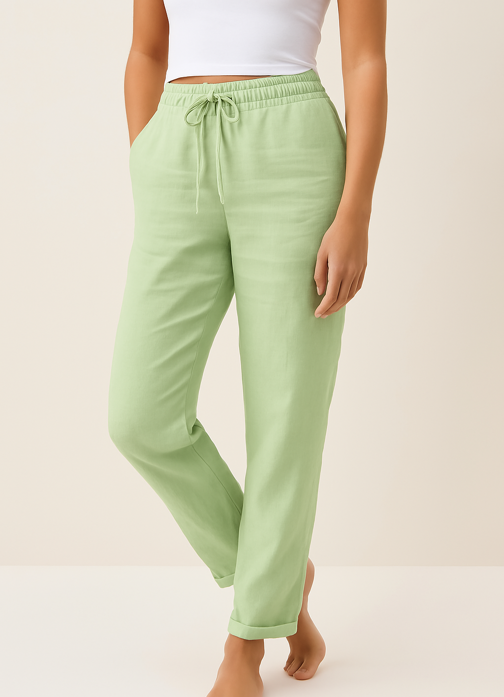 Lavisa - Women's High Waisted Straight Leg Trousers