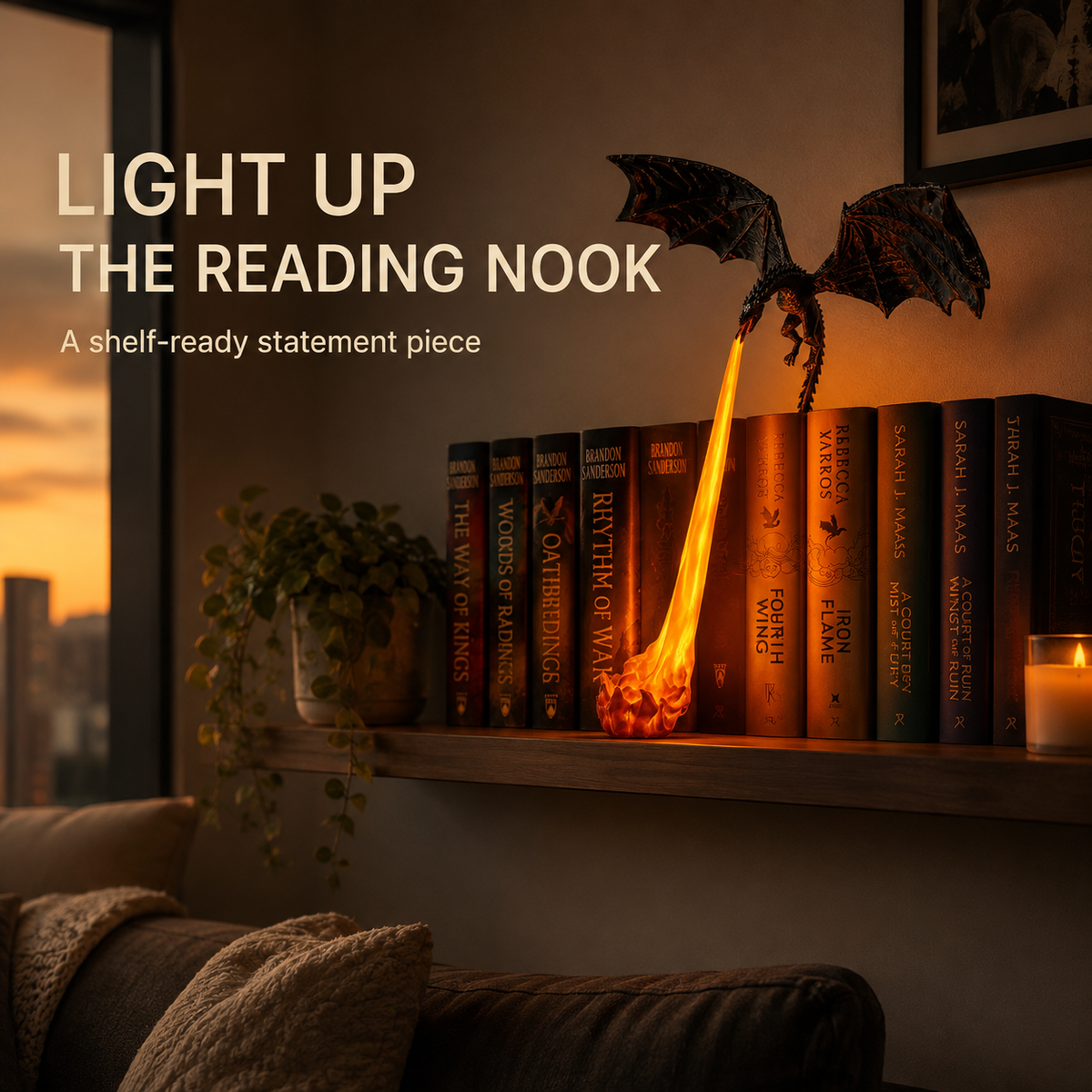 Lavisa - LED Flame Breathing Dragon Bookshelf Guardian