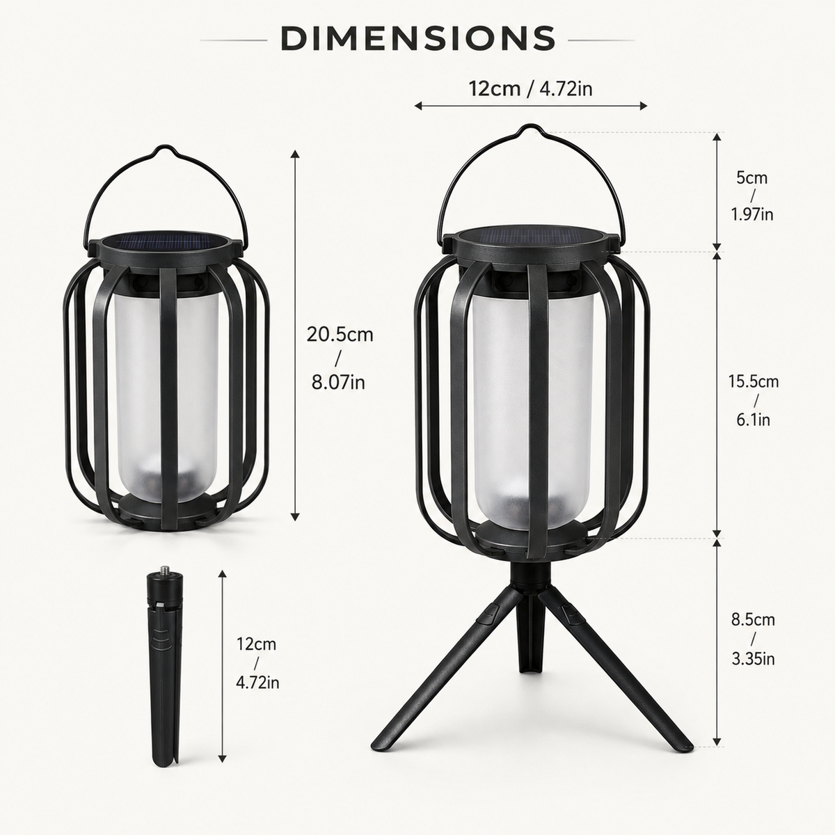 Lavisa - Solar Flameless LED Lantern with 3D Dancing Flame