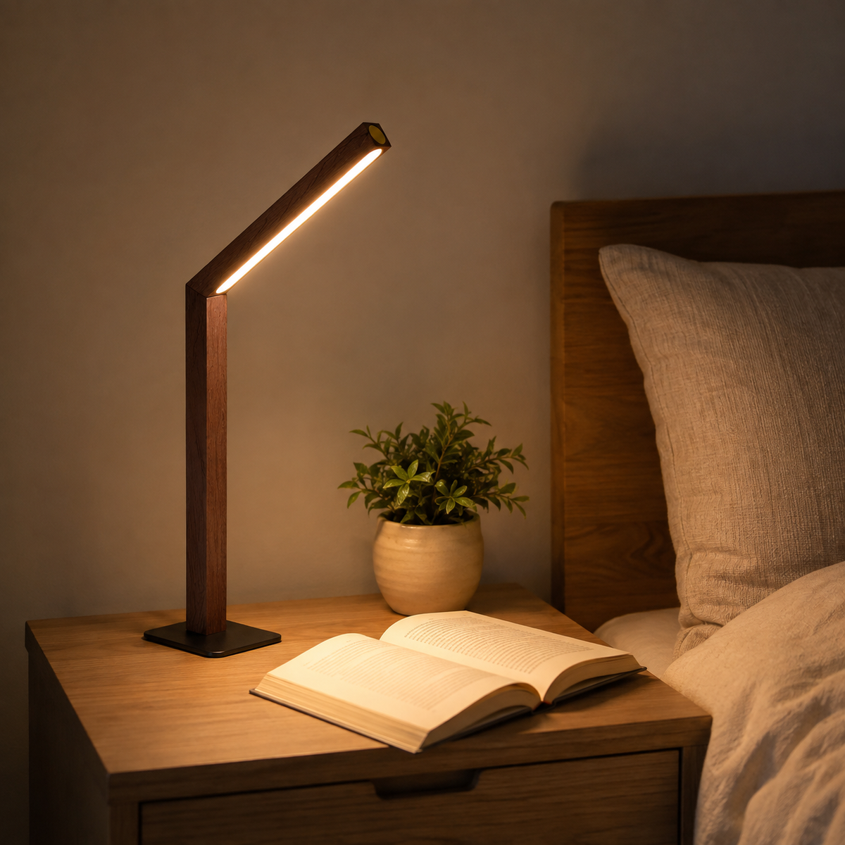 Lavisa - Magnetic Wooden Desk Lamp 360 Degree Rotating Light Bar
