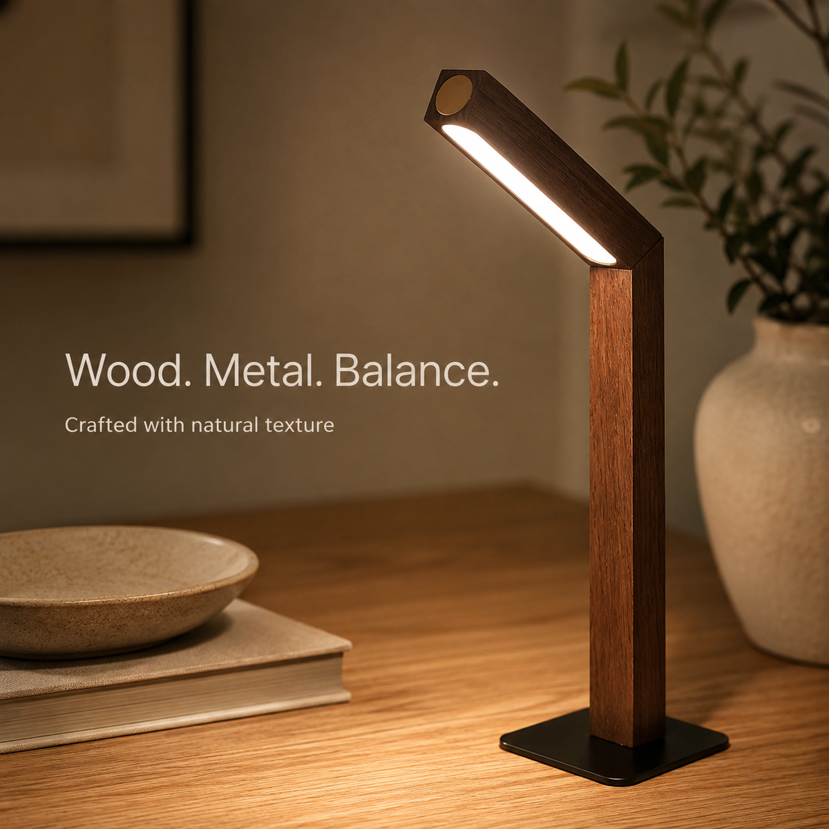 Lavisa - Magnetic Wooden Desk Lamp 360 Degree Rotating Light Bar