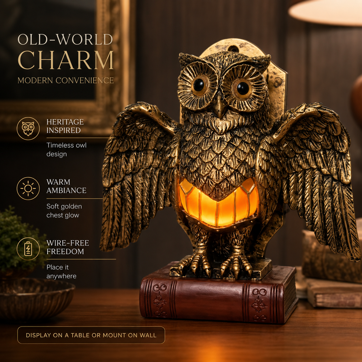 Lavisa - Vintage Owl Accent Lamp