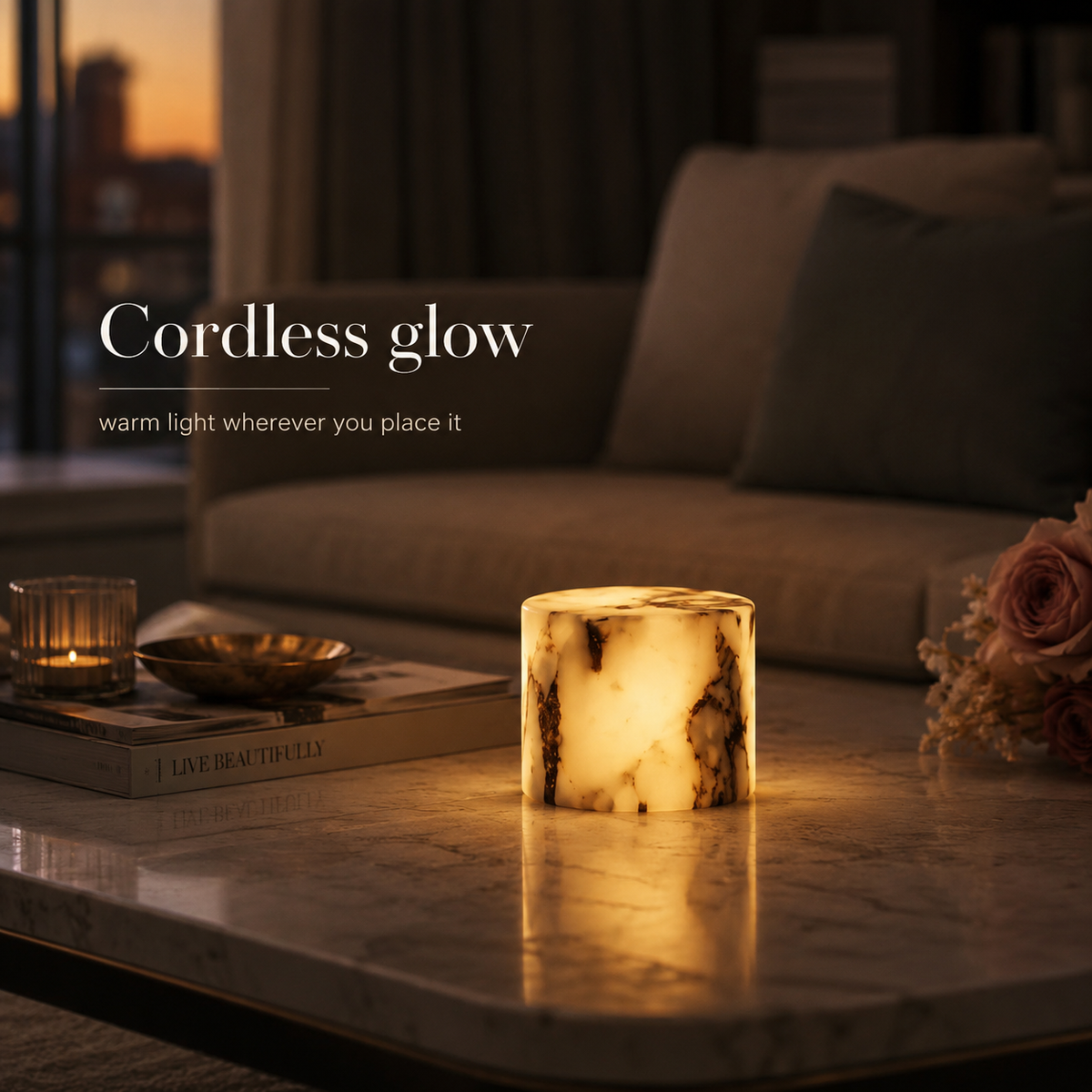 Lavisa - Cordless Real Marble Touch Table Lamp