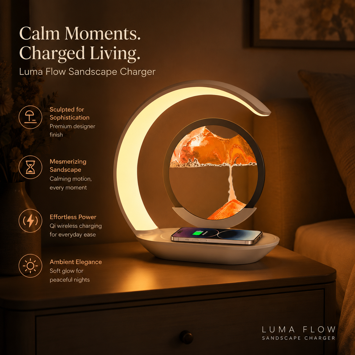 Lavisa - Luma Flow Sandscape Wireless Charging LED Lamp
