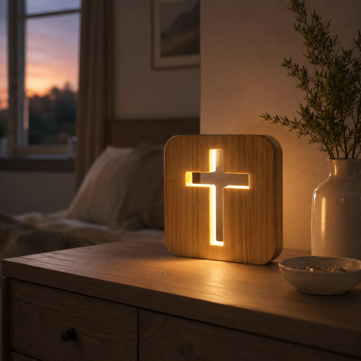Lavisa - Wooden Cross LED Ambient Lamp