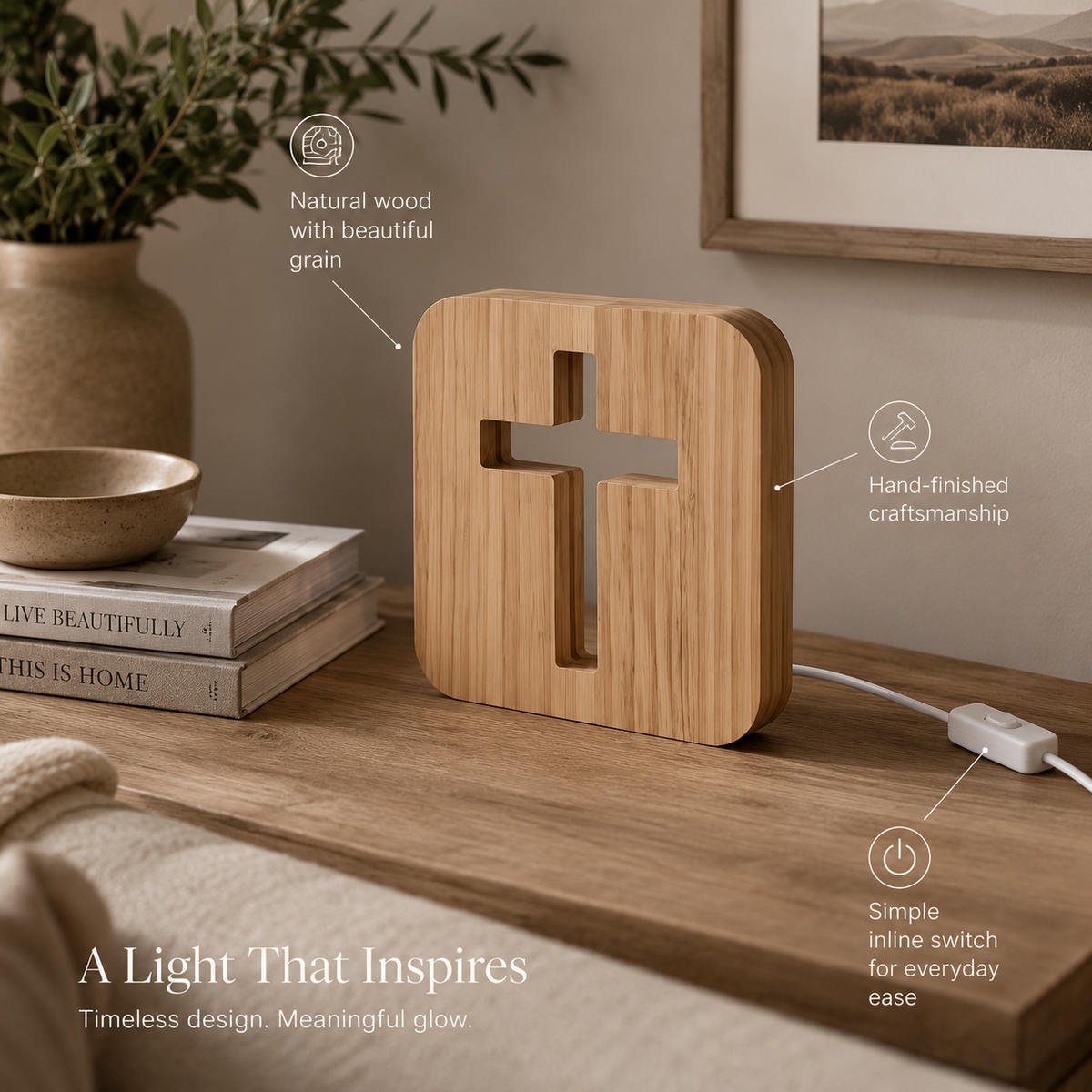 Lavisa - Wooden Cross LED Ambient Lamp