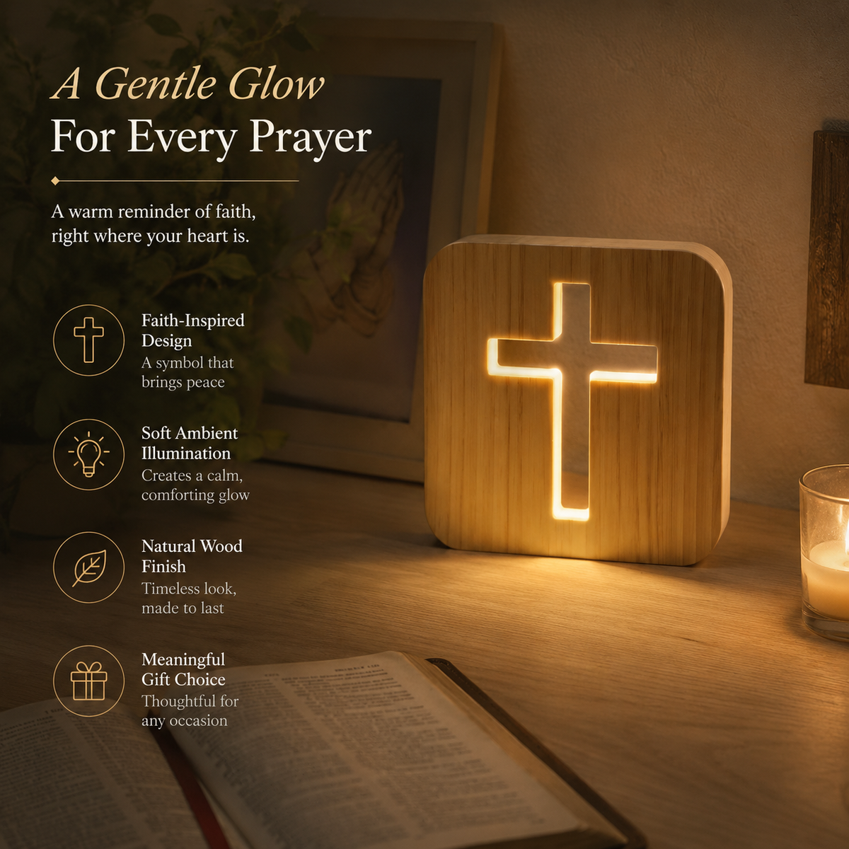 Lavisa - Wooden Cross LED Ambient Lamp