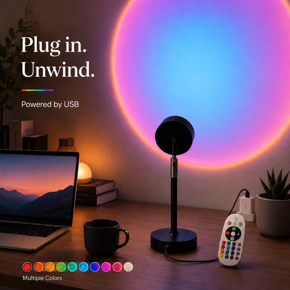 Lavisa - Sunset Projector Lamp 16 Colors Remote Control LED Light