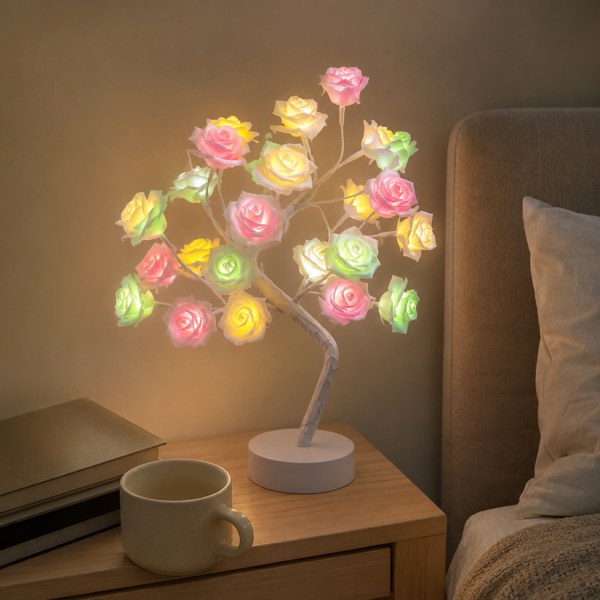 Lavisa - Glowing Rose Tree Table Accent Lamp