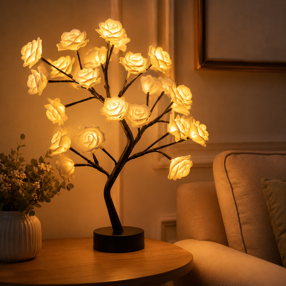 Lavisa - Glowing Rose Tree Table Accent Lamp
