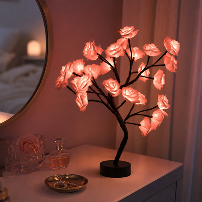 Lavisa - Glowing Rose Tree Table Accent Lamp