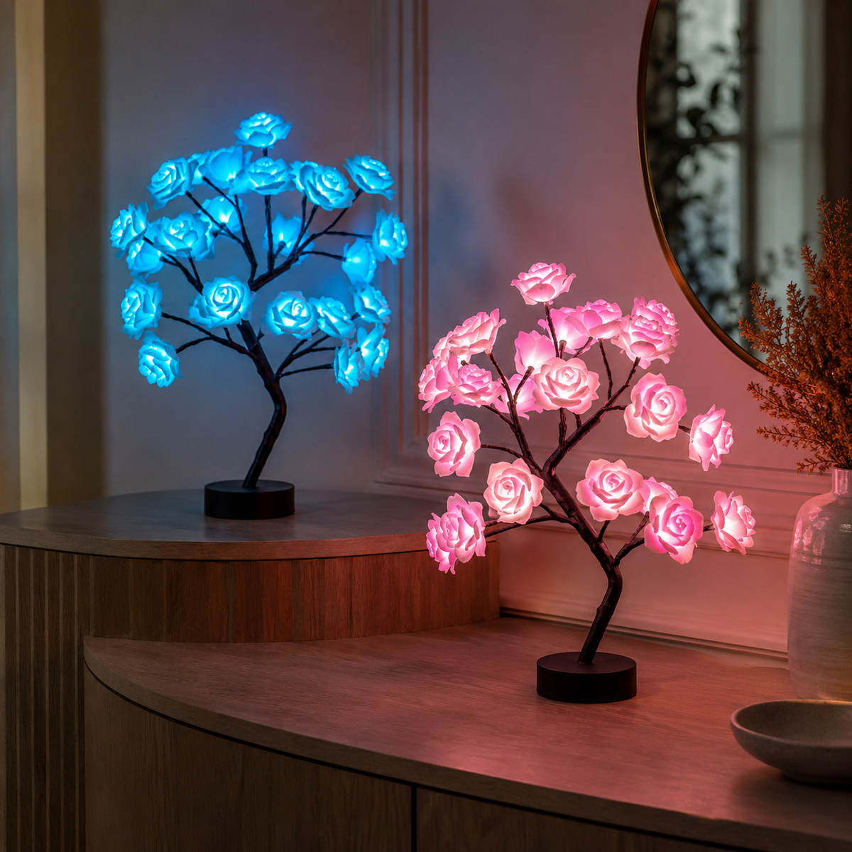Lavisa - Glowing Rose Tree Table Accent Lamp