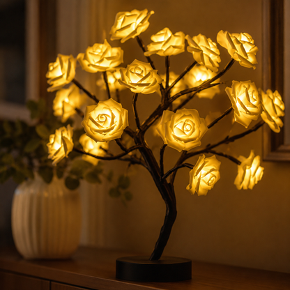 Lavisa - Glowing Rose Tree Table Accent Lamp