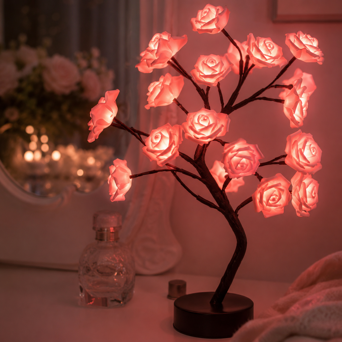 Lavisa - Glowing Rose Tree Table Accent Lamp