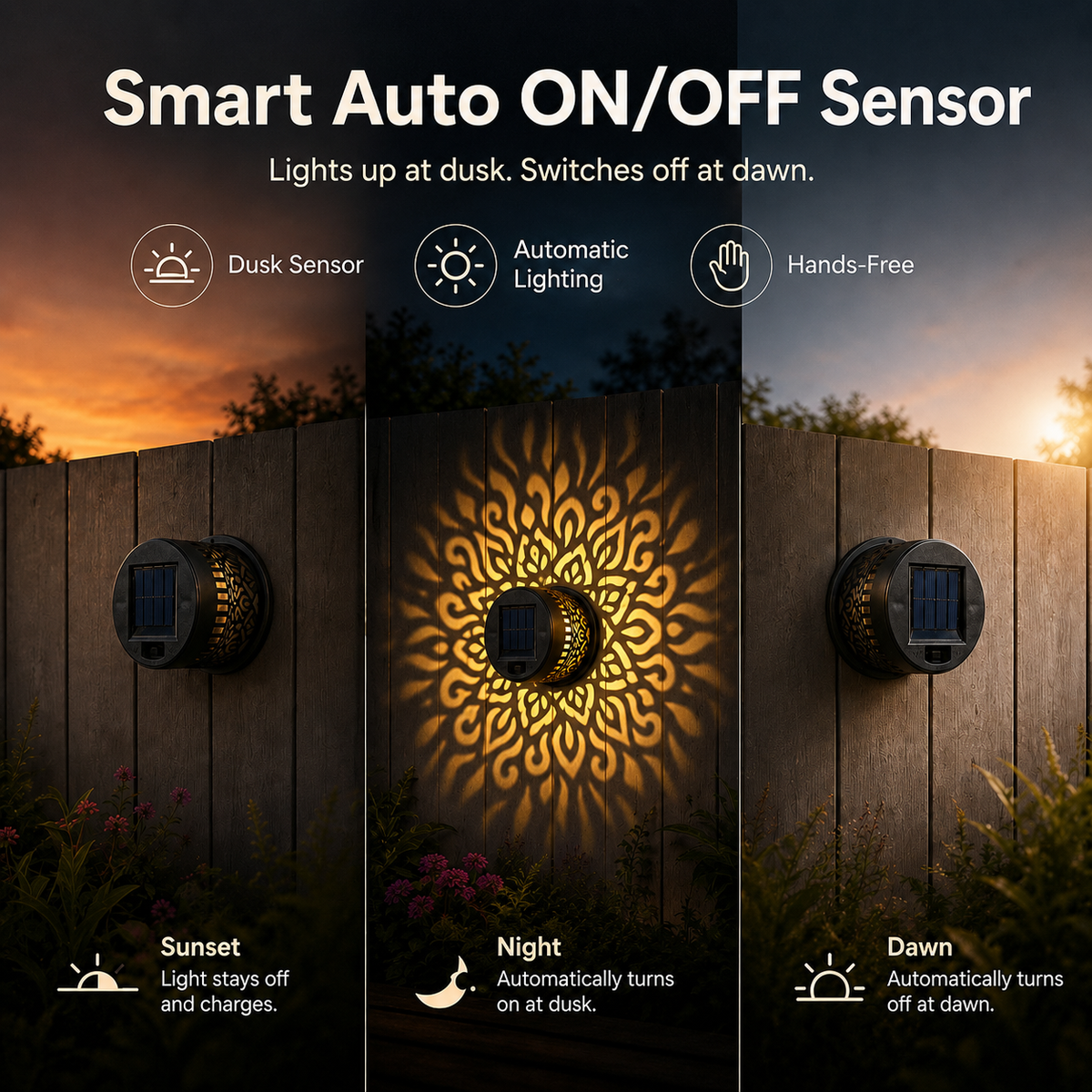 Lavisa - Solar Mandala Wall Light Outdoor Decorative Projector Lamp