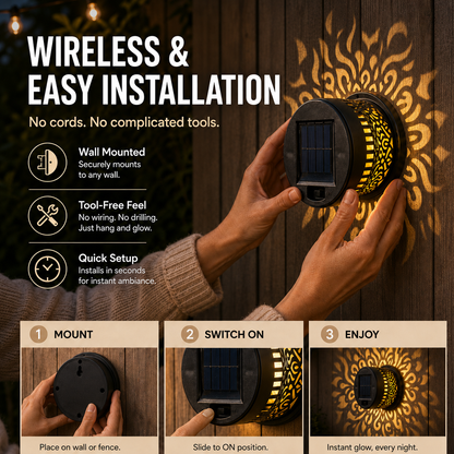 Lavisa - Solar Mandala Wall Light Outdoor Decorative Projector Lamp