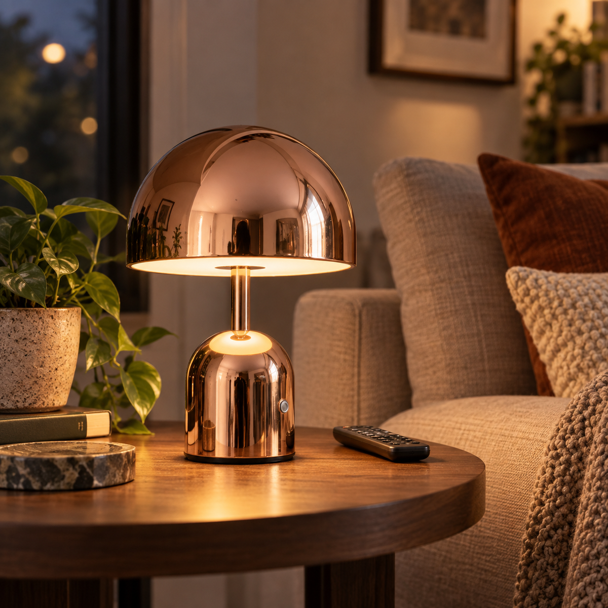 Lavisa - Cordless Mushroom Rechargeable Metal Table Lamp