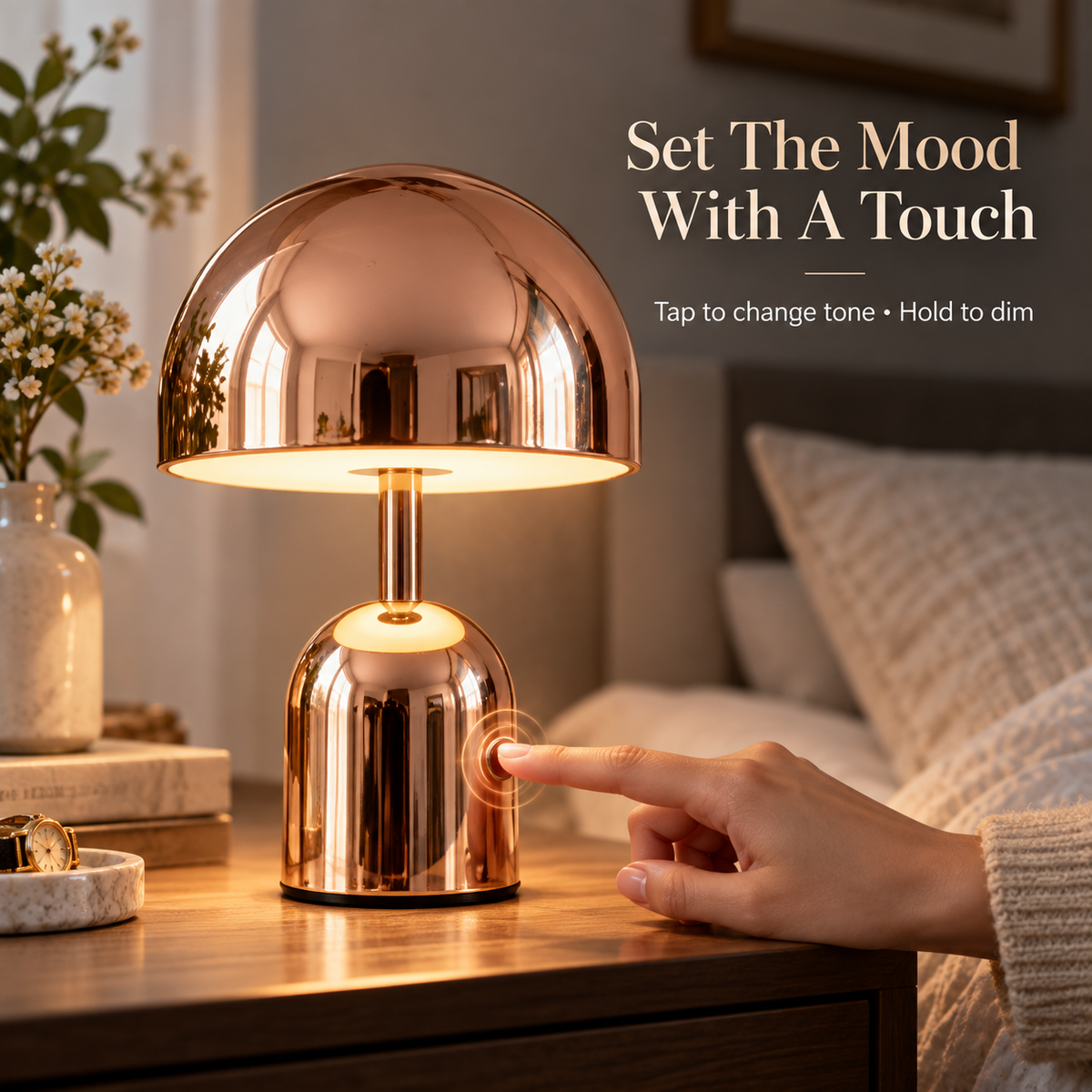Lavisa - Cordless Mushroom Rechargeable Metal Table Lamp