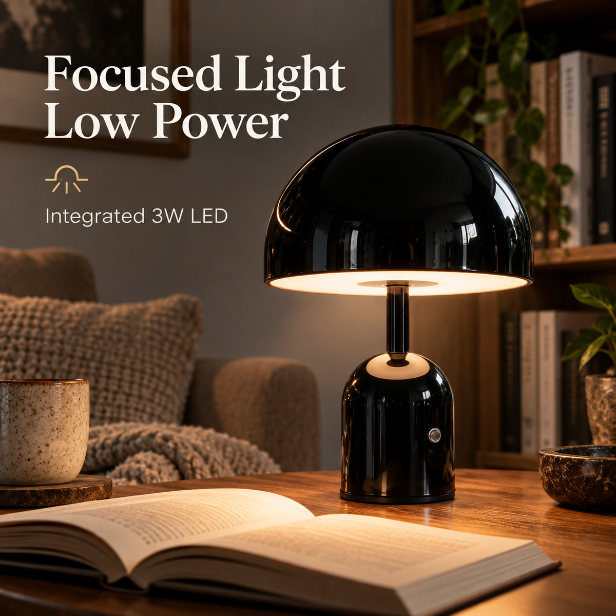 Lavisa - Cordless Mushroom Rechargeable Metal Table Lamp