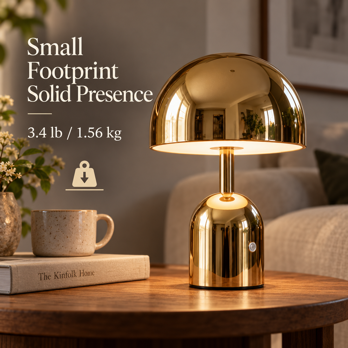 Lavisa - Cordless Mushroom Rechargeable Metal Table Lamp