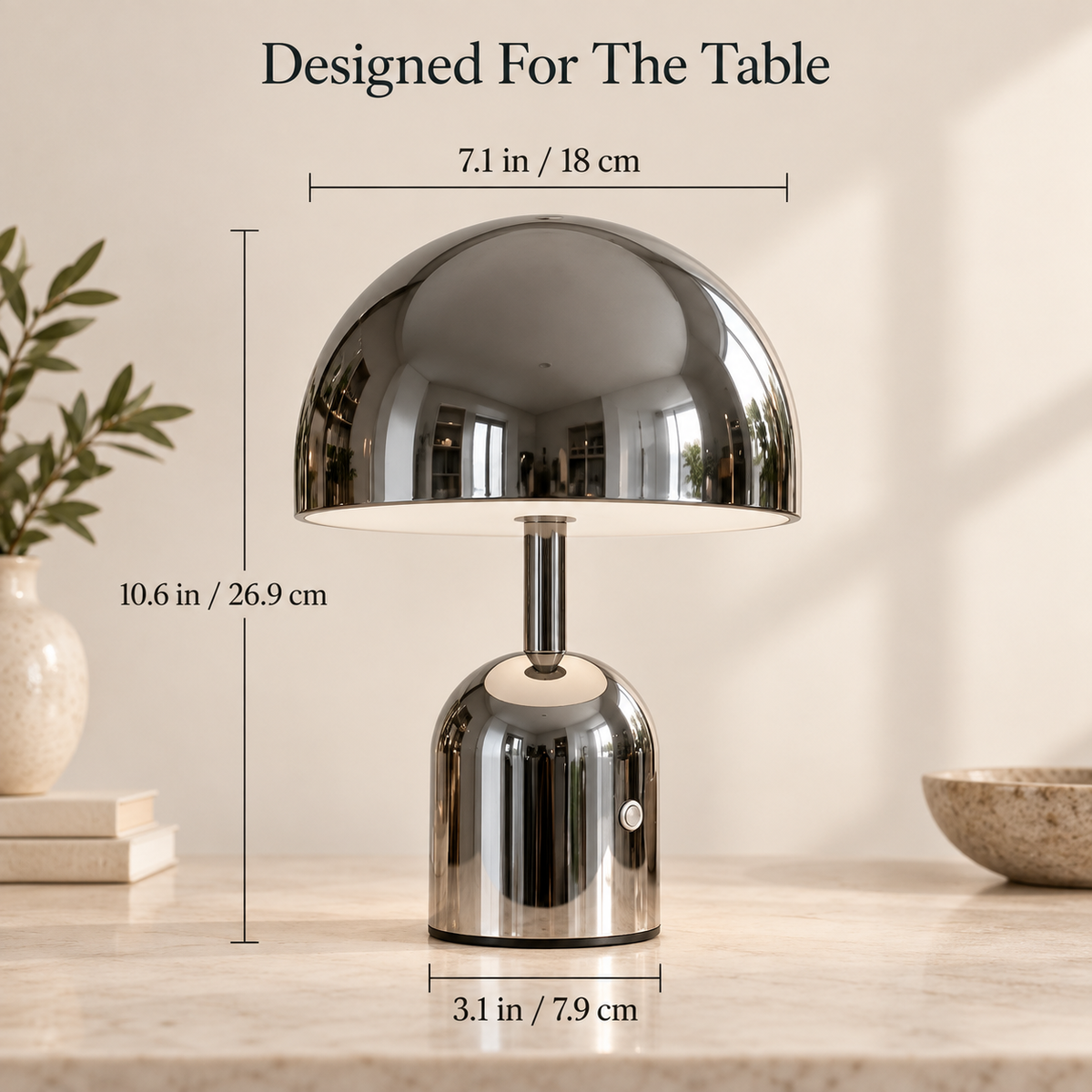 Lavisa - Cordless Mushroom Rechargeable Metal Table Lamp