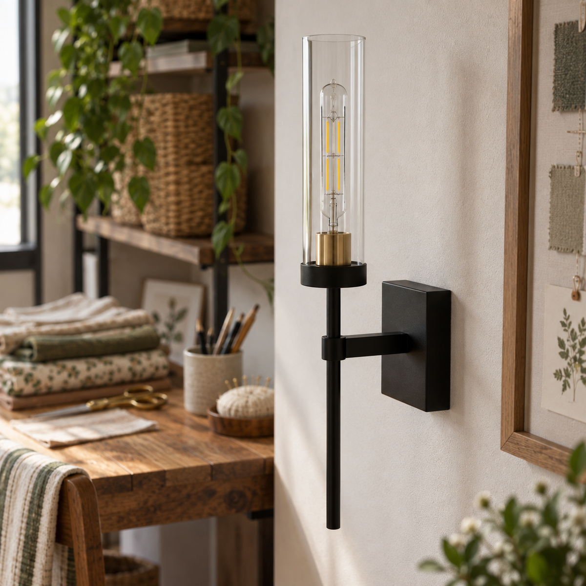 Lavisa - Cordless Wall Sconce Battery Operated Glass Candle Lamp