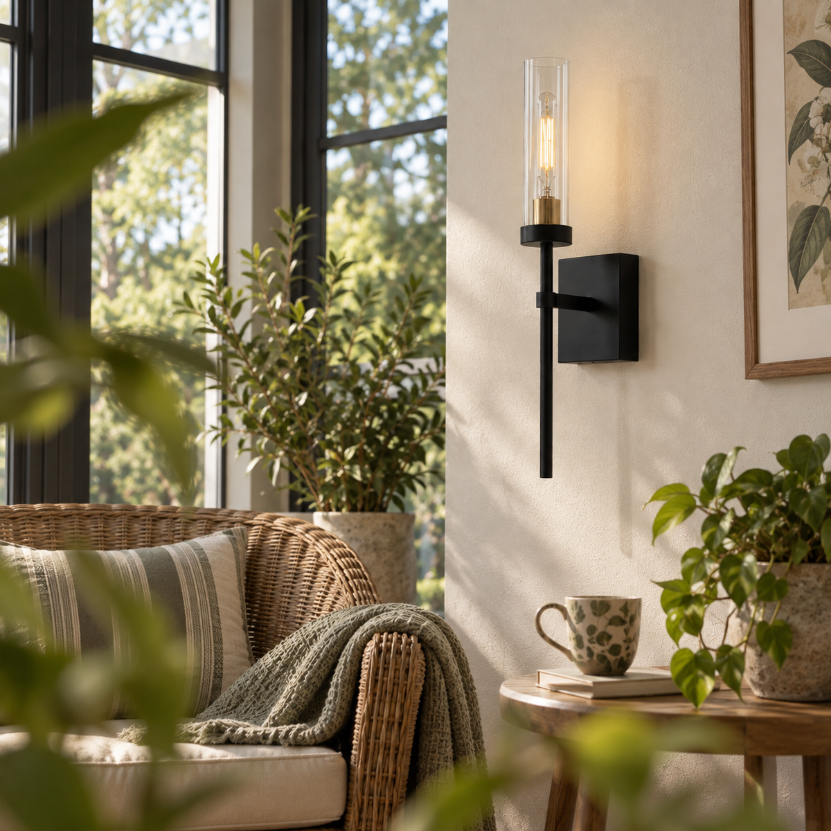 Lavisa - Cordless Wall Sconce Battery Operated Glass Candle Lamp
