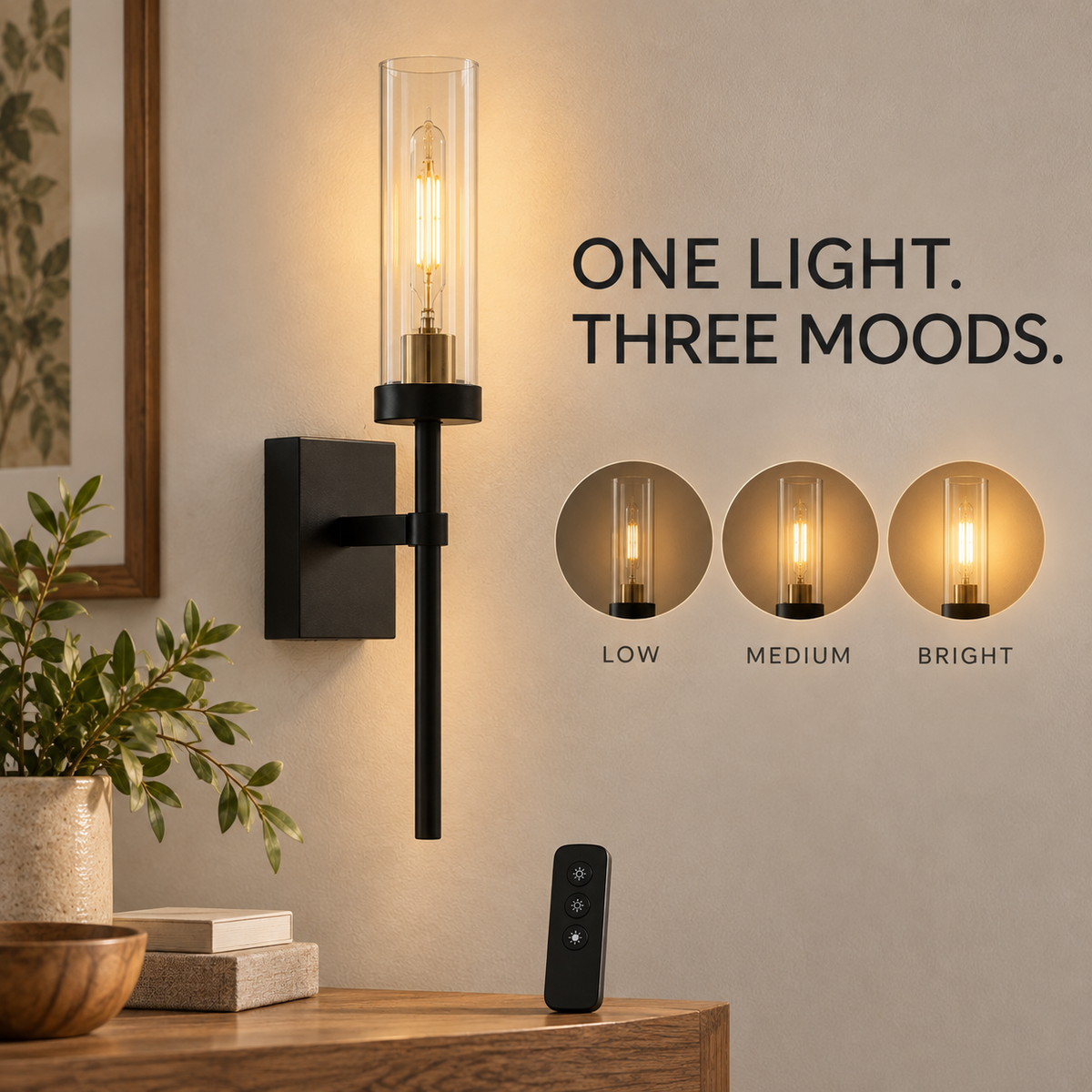 Lavisa - Cordless Wall Sconce Battery Operated Glass Candle Lamp