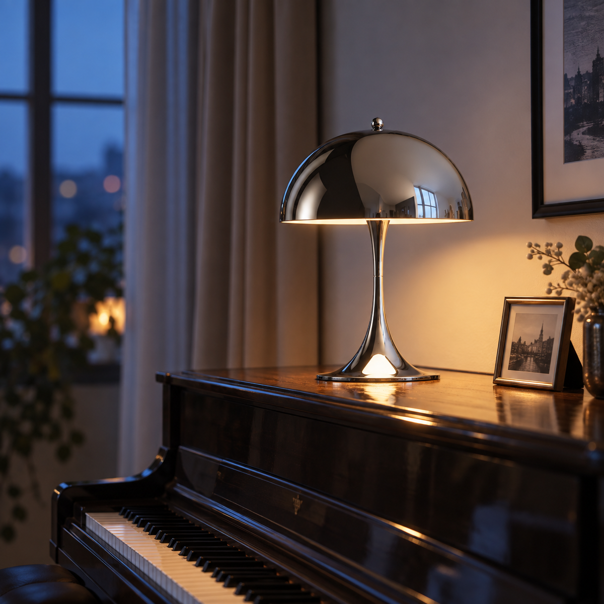 Lavisa - Polished Chrome Mushroom Table Lamp