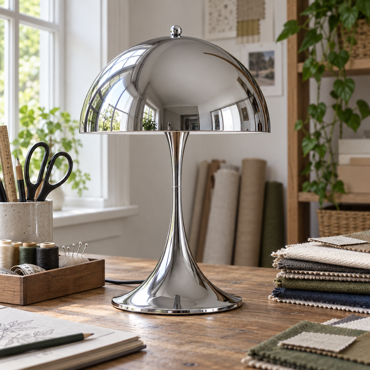 Lavisa - Polished Chrome Mushroom Table Lamp