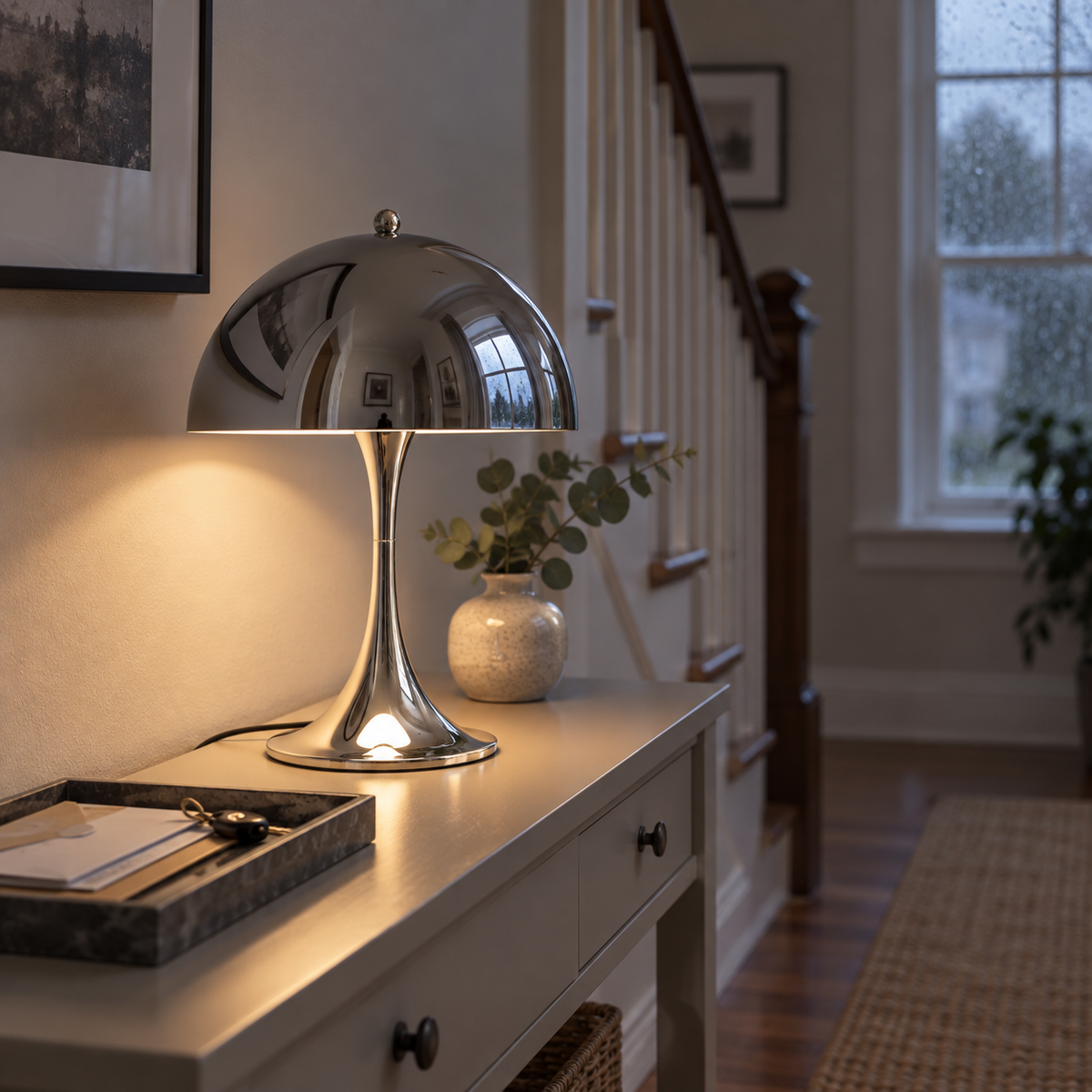 Lavisa - Polished Chrome Mushroom Table Lamp
