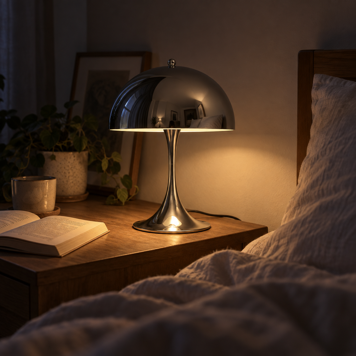 Lavisa - Polished Chrome Mushroom Table Lamp
