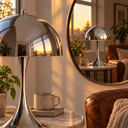 Lavisa - Polished Chrome Mushroom Table Lamp