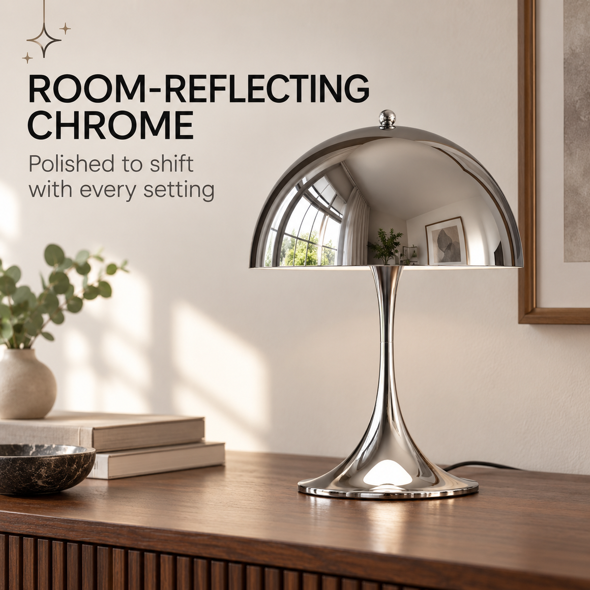 Lavisa - Polished Chrome Mushroom Table Lamp