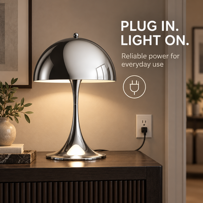 Lavisa - Polished Chrome Mushroom Table Lamp