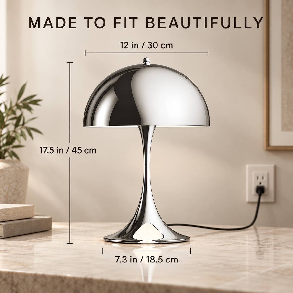 Lavisa - Polished Chrome Mushroom Table Lamp