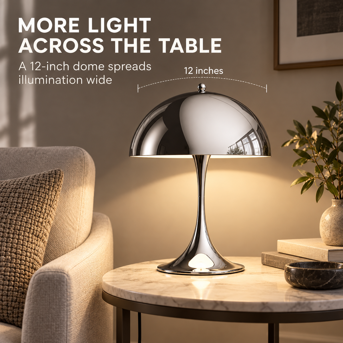 Lavisa - Polished Chrome Mushroom Table Lamp