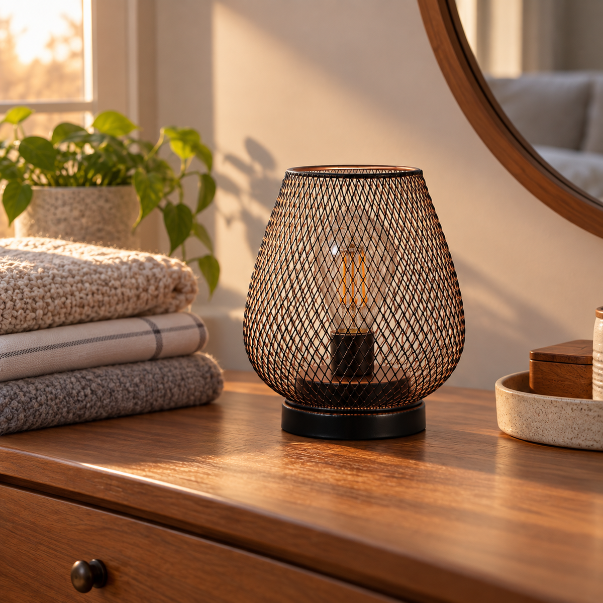 Lavisa - Woven Metal Cordless Decorative Table Lamp