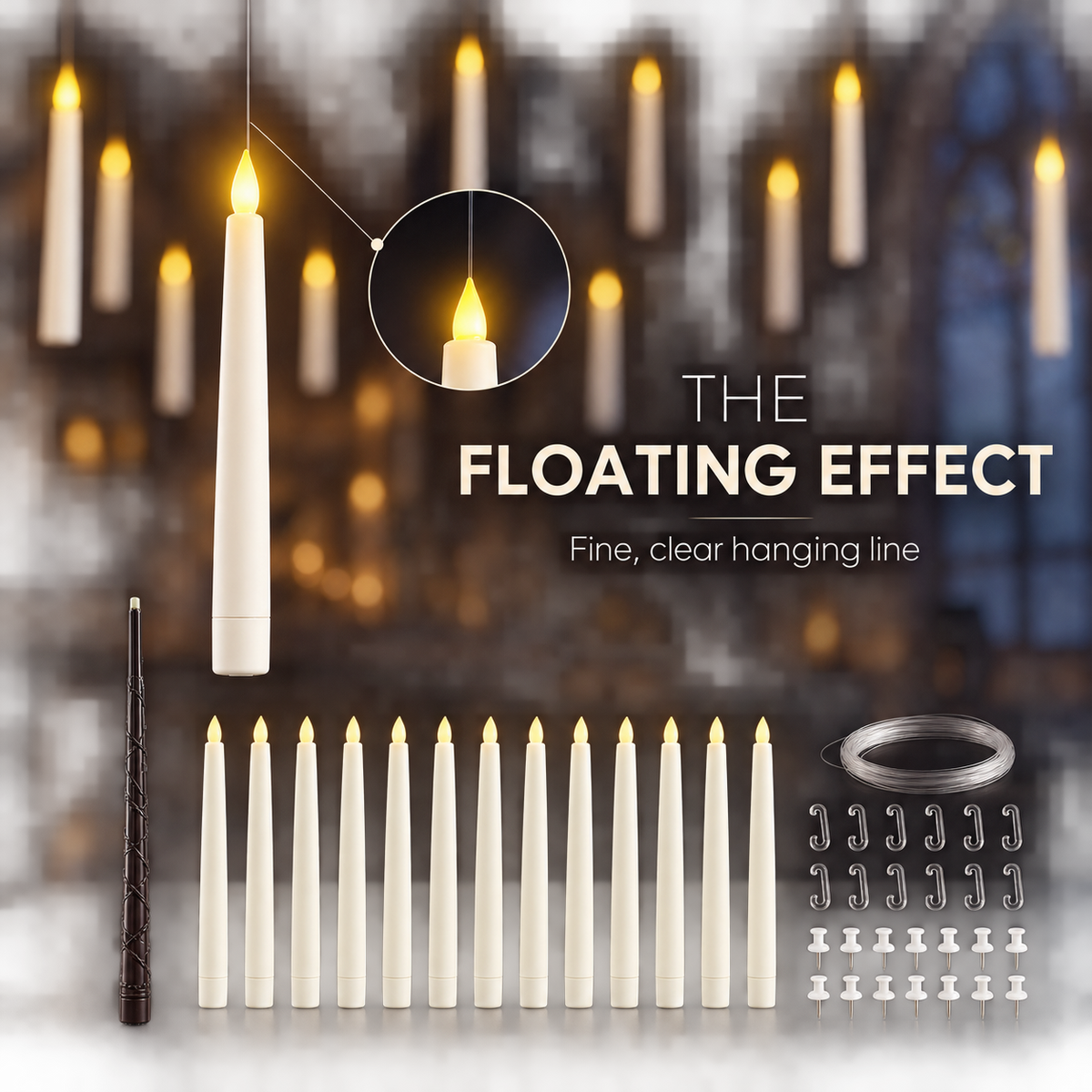 Lavisa - Floating Flameless LED Candles with Wand Remote