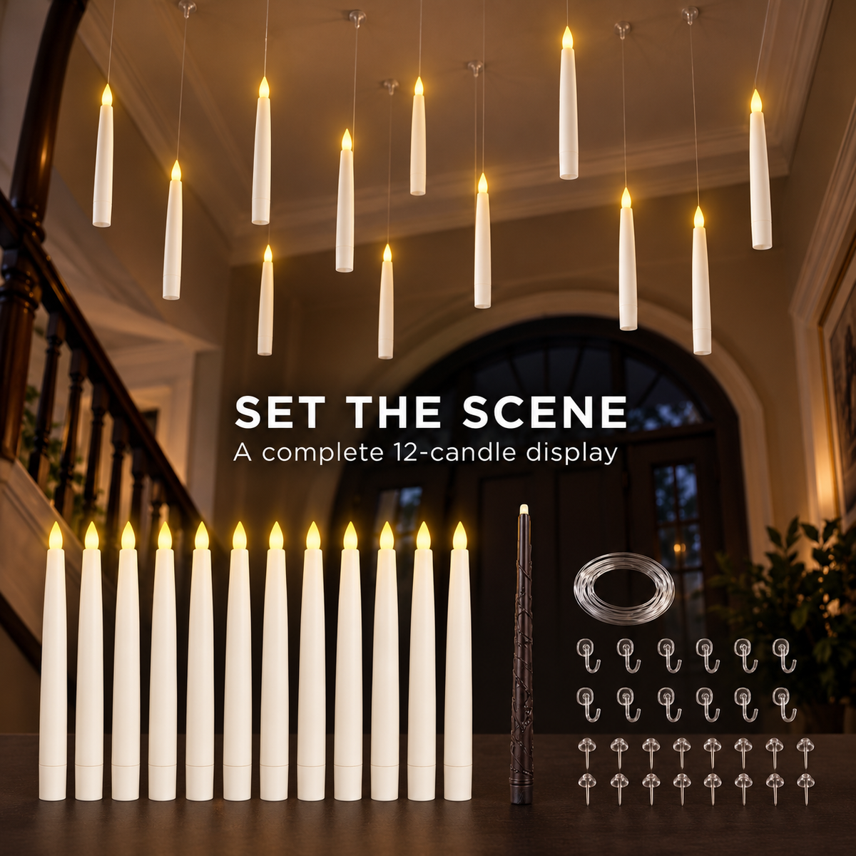 Lavisa - Floating Flameless LED Candles with Wand Remote