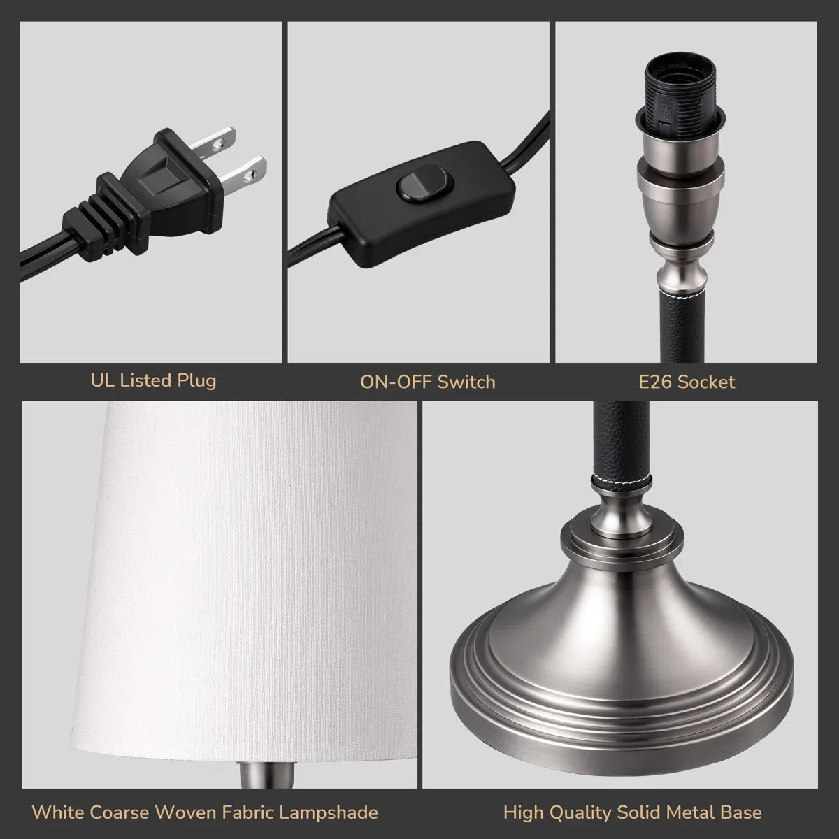 Lavisa - Classic Metal Table Lamp Set for Bedroom and Living Room