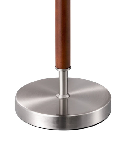 Lavisa - Satin Nickel and Wood Table Lamp with Beige Linen Shade