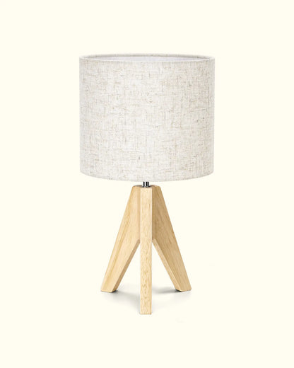 Lavisa - Modern Wooden Tripod Table Lamp with Linen Shade
