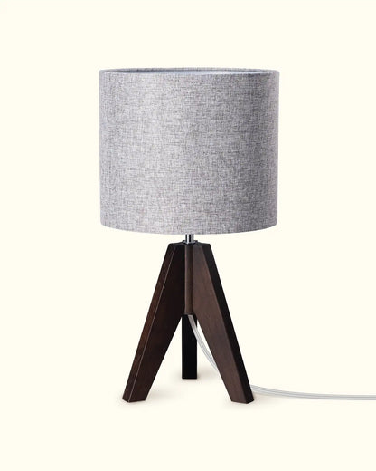 Lavisa - Modern Wooden Tripod Table Lamp with Linen Shade