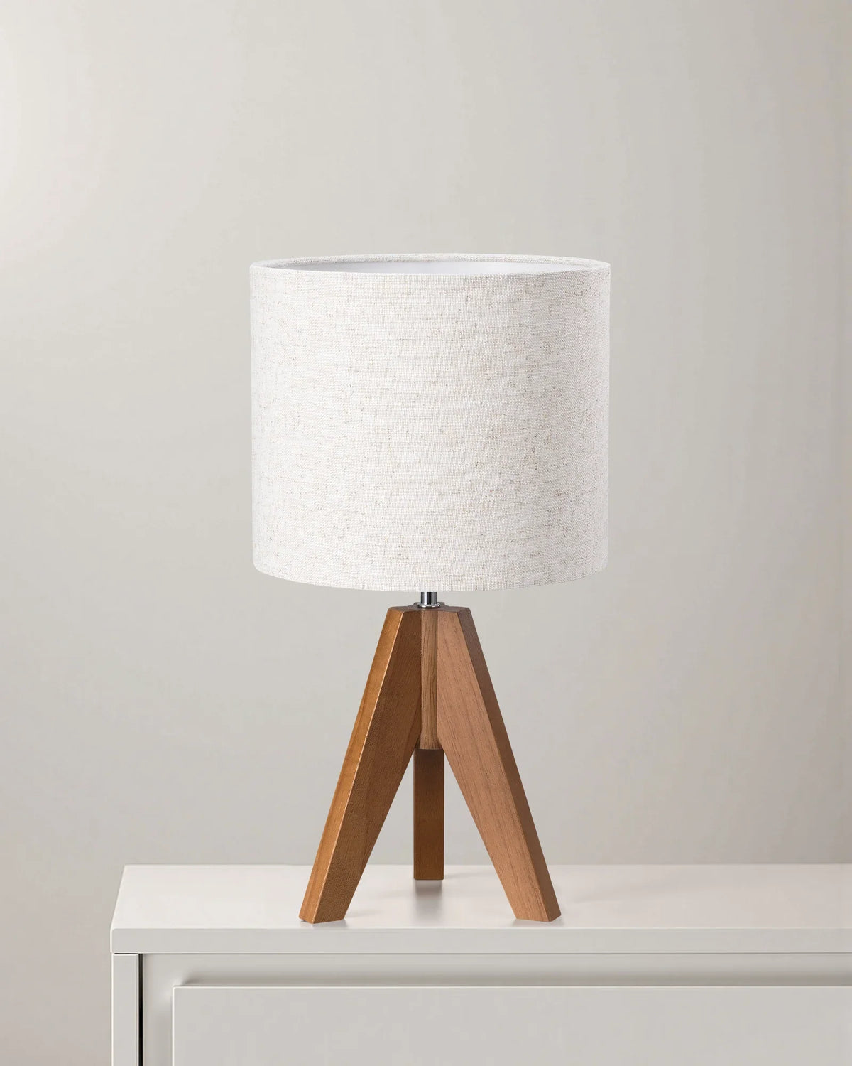 Lavisa - Modern Wooden Tripod Table Lamp with Linen Shade