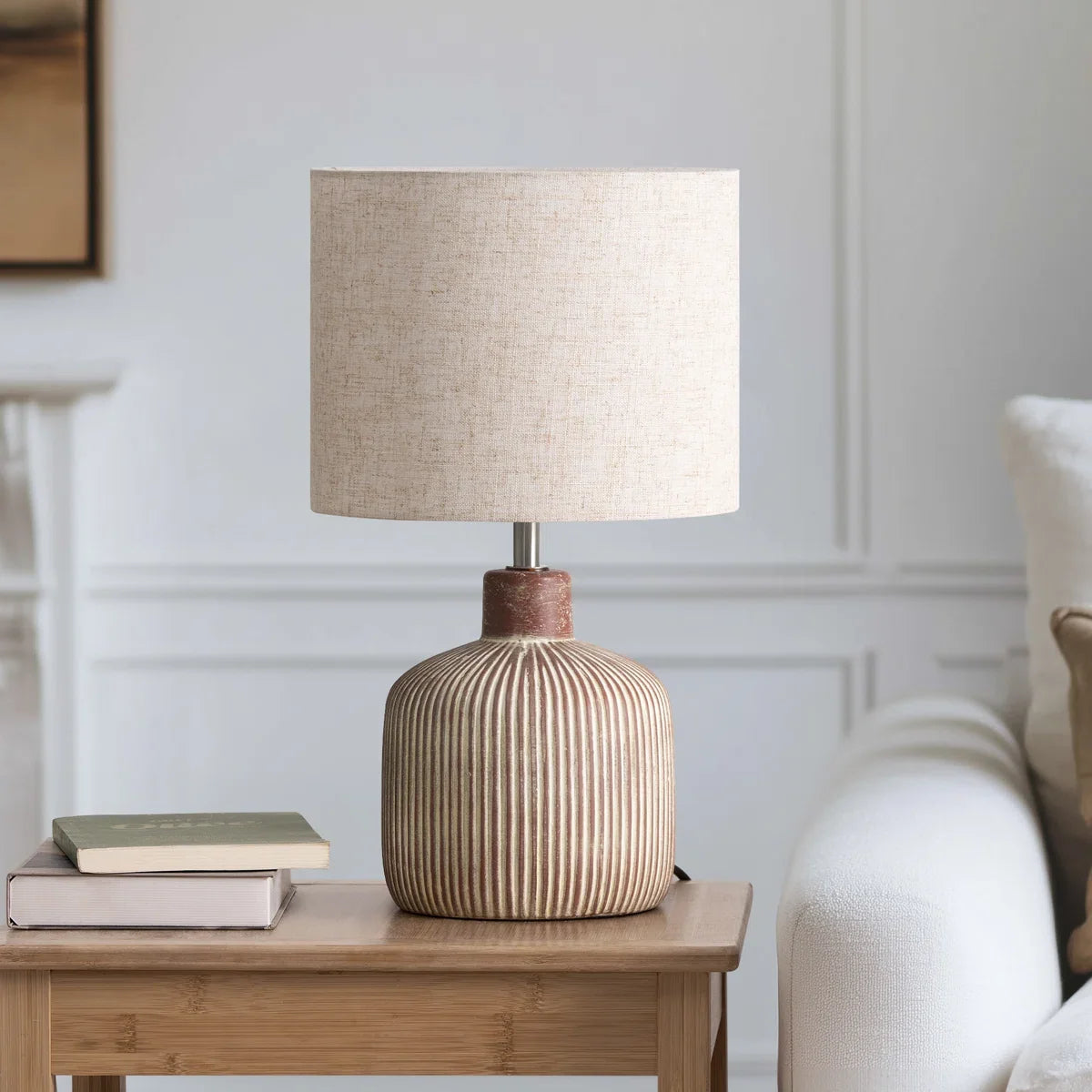 Lavisa - Modern Rustic Ceramic Table Lamp with Textured Base